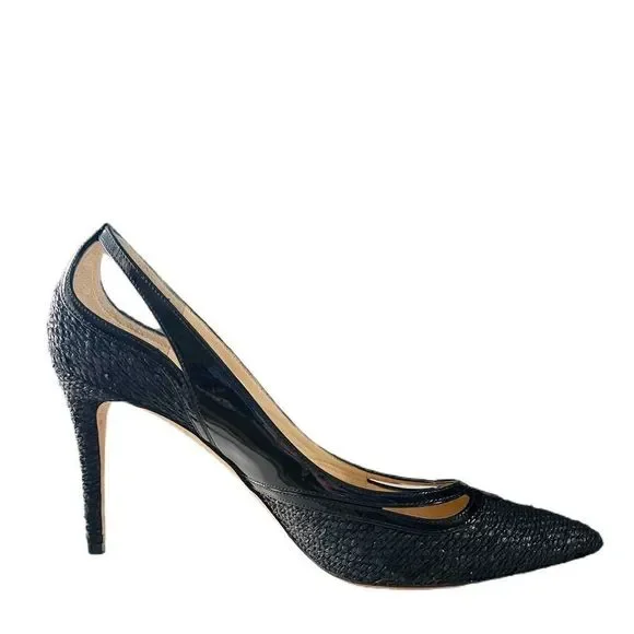 Jimmy Choo Hickory 85 Woven Canvas Pump - Picture 1 of 5